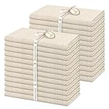 Showgeous 24 Stück Leinen Baumwoll Servietten 40x40cm Dinner Stoffservietten Baumwolle Leinen Mischgewebe Servietten Waschbar Wiederverwendbar Leinen Flachs Servietten für Hochzeit Dinner Party(Beige)