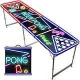 Beer Pong Offizieller Spotlightholes Tisch mit Löchern | Neonlicht | Premium Qualität | Offizielle Wettkampfmaße | Kratzfest und Wassergeschützt | Partyspiele | Trinkspiele | 100% Spaß | OriginalCup®