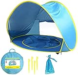 Baby Strandmuschel Strandzelt Pop Up UV Schutz mit Baby Pool Kinder Beach Zelt mit Trennbarer Pool Wasserdichtes und Belüftetes Tragbares Beach Zelt,Mit Tragetasche Sun Shelter (Blue)