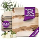 Waipur Bio Palmblatt Teller - 50 Stück groß eckig 25x25 cm - Premium Einweggeschirr kompostierbar - Umweltfreundliches Palmblatt-Geschirr - ähnl. Bambusteller Einweg