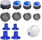 Strahlregler Wasserhahn, 8 Stück Perlatoren für Wasserhähne 16.2-23.5 mm Wasserhahn Luftsprudler Wassersparer Wasserhahn Sieb Einsatz mit 4 Größen Schraubenschlüssel