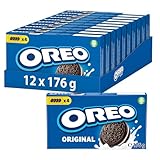 OREO Original – Knuspriger Kakaokeks mit leckerer Crèmefüllung mit Vanillegeschmack – 12 x 176g