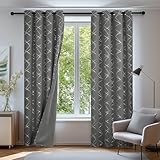 Deconovo Verdunkelungsvorhang Vorhang Blickdicht Gardinen mit Ösen Vorhänge mit Muste, 245x140 cm(HöhexBreite), Hellgrau, 2er Set