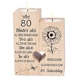 80. Geburtstag Frau Mann, Kerzenständer - 80 Geburtstag Geschenke Frauen, 80 Geburtstag Deko, Geschenkideen zum 80. Geburtstag für Frau, Mama, Oma, Schwiegermutter