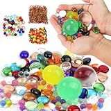 Molirex 5000 Wasserperlen & 58 Bunte Glassteine & 150 Deko Wasserkugeln XXL für Vasen Aquarien Hochzeitsmittelstück Vasenfüller Hydrokultur Wasserperlen für Pflanzen Bunte Deko Steine Muggelsteine