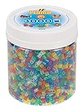 Hama Perlen 209-54 Bügelperlen Beutel mit ca. 3.000 bunten Midi Bastelperlen mit Durchmesser 5 mm im Transparent Glitter Mix, kreativer Bastelspaß für Groß und Klein