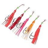 Seefischerei Thunfischköder Weiche Köder mit Paillettenfeder Leuchtbohne Haken Ideal für Jigging-Rigs Anfänger