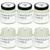 Citronella Kerze Outdoor, 6 Stück Outdoor Kerzen Natürliche Sojawachs Zitronella Citronella Kerze für Garten Picknick Terrasse, 200Std