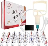 Youyijia 32 Schröpfbecher Set für traditionelle chinesische Therapie und Schröpfmassage Vakuum Schröpfen Kit für medizinische Schröpfen und Saugakupunktur