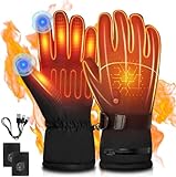 Beheizte Handschuhe für Herren Damen 5000mAh*2 Akku 3 Einstellbarer Temperatur Thermo Handschuhe Winter Warm Skifahren Jagen Angeln Reiten Radfahren Camping Wandern Motorradfahren (M/L)