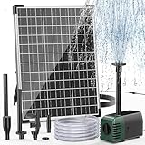 Biling Solar Springbrunnen für außen, 20W 875L/H Solar Teichpumpe mit Filter 2M Wasserleitung DIY Wasserspiel, Solarpumpe 5M Leitungslänge 4 Düsen Solar Wasserpumpe Garten für Teich Strom Pool