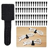 Larfraecy 60 Stück Kabelhalter Kabelbinder Selbstklebend, wiederverwendbare Nylon Kabelmanagement Schreibtisch, Kabelclips, Kabel Organizer, für TV, Lichterkette, Schreibtisch, Nachttisch, Ladekabeln