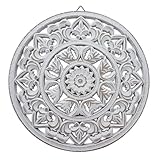 Meinposten Wanddeko Holzornament weiß Shabby Wanddeko Holzbild (Ø 45 cm)