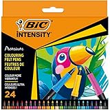 BIC Intensity Premium Filzstifte, zum Malen für Erwachsene und Kinder, in 24 Farben, mit komfortablem Kautschukgriff und stabiler Spitze