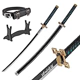 Demon Slayer Katana Schwert 105 cm/41 Zoll - Samurai Schwert Holz für Anime Cosplay - Bokken aus Bambusholz mit Gürtel und Ständer - Anime Schwerter Dekorative Requisiten - (Tokito Muichiro)