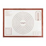 Antihafte Backmatte/Backunterlage Silikon Groß 71x51cm, Rutschfeste Teigmatte Ausrollmatte Silikonmatte Backfolie Backpapier Arbeitsmatte mit Messung für Fondant Pizza Brot Matte, BPA Frei (Rot)