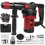 SDS-Plus Bohrhammer, 1300W 6 Joule Abbruchhammer mit Bohrer und Meißel, 32mm Bohrleistung, 6 Variable Geschwindigkeit 0-920U/Min für Beton Stahlbeton Fliesenabnahme