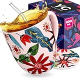 Yang Chai Jumbotasse 900ml - Teetasse aus Knochen Porzellan - XXL Tasse Geschenkset mit Untersetzer - Kaffeetasse Riesentasse Trinkbecher Riesenbecher Kaffeekrug Jumbobecher - YC Sunflower