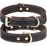 Joytale Hundehalsband Leder, Halsband aus Leder für Welpen und Kleine Hunde, Weiches Echtleder Hundehalsband Langlebig und Verstellbar, Braun, XS