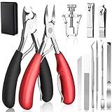 SAMSYOKI 12 Stück Profi Fußnagelzange Set, Edelstahl Fußnagel Nagelschere Set Zehennägel Pediküre Set mit Nagelknipser für Dicke Eingewachsenen Harten Fußnägel Paronychie Onychomykose
