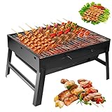 Auauraintt Kompakter Mini Grill BBQ - Holzkohle, tragbar & klappbar,Tischgrill Campinggrill Picknickgrill,für Picknick, Garten, Terrasse, Camping, Reisen