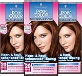 POLY COLOR Tönungs-Wäsche 20 Kastanie Stufe 2 (3 x 105 ml), Tönungs-Creme für eine schonende Coloration dank pH-neutraler Formel, mit pflegendem Glanz-Conditioner