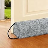 Schwerer Türzugstopper, 92 cm Zugluftstopper für Fenster und Türen Windstopper Kältestopper Stopper Türdichtung Geräuschblocker für Tür unten Luftdichtung Isolierung und Schallschutz (Grau, 92cm)