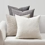 Topfinel Kissenbezug 40x40 Grau 4er Set Cord körnig Farbverlauf Kissenbezüge Kissenhülle Dekokissenbezug Sofakissen Couchkissen für Sofa Schlafzimmer Wohnzimmer Balkon Kinder flauschig