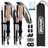 Overmont Wanderstöcke Faltbar Carbon Ultraleicht - Verstellbar 105-125 cm Trekkingstöcke - Nordic Walking Gehstöcke Wanderstock Ausziehbar 1 Paar mit All-Terrain Zubehör Schwarz
