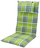 Doppler 8 cm Luxus Hochlehner Auflage mit Kopfkissen 5911', grün kariert