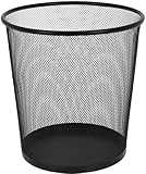 mucHome Papierkorb Mülleimer aus Metall, Schwarz Draht Mülleimer für Büro und Zuhause Metallgeflecht rund Abfalleimer Papiereimer Trash Can Papiermülleimer (1 Stück)