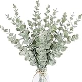 TRUBUY Künstliche Eukalyptusblätter, 18 Stück Realistische Eukalyptus Künstliche Pflanzen Zweige Grün für Blumenarrangements, Zuhause, Hochzeit, Mittelstück, Blumenstrauß, Dusche, Party Deko