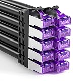 FGB 10 Gbps Patchkabel 0,25m x10, RJ45 Netzwerkkabel CAT 7, (SFTP PIMF Schirmung) Kupferkabel Ethernet Kabel 25cm, DSL LAN Kabel Kurz CAT7 CAT6 CAT5, Schwarz