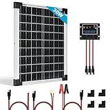 30W Solarpanel Kit 12V Monokristallines Solarmodul, Solarzelle Solaranlage PV mit 5A Solarladegerät Laderegler für Wohnmobil Garten Camper Boot und Dach des Hauses