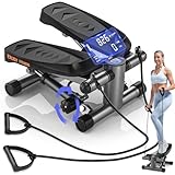 vannect 2 in 1 Mini Stepper für Zuhause mit Power Ropes, Up-Down Swing Stepper mit Smart-Display, Hometrainer Stepper für Anfänger & Fortgeschrittene, Bis zu 150 KG