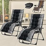 NomadNomics Liegestuhl Klappbar Sonnenliege 2er Set Verstellbarer Winkel Relaxliege Garten liegestühle, Abnehmbare KopfstüTze balkonliege und Extra Breit Kissen, Wetterfest Belastbar150kg für Balkon