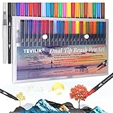 Dual Brush Pen Set- Filzstifte 23+1 Doppelspitze Pinselstifte Marker Fineliner Set Aquarell Farben Für Malen Bullet Journal, Malbücher, Manga Kalligraphie stifte Malstifte Für Kinder und Erwachsen