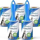 PetLovers Extra klebrige Fusselrolle Mega Value Set 450 Blatt für die Tierhaarentfernung, Hunde- und Katzenfusselentfernung 5 Stück