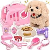 G.C Hund Spielzeug Kinder Interaktives Plüsch Hund mit Leine der Läuft und Bellt Schwanzwedeln Kuscheltier Hund Elektrisch Haustier Rollenspiel Spielzeug Geburtstag Geschenke für Mädchen 3 4 5 6 Jahre