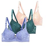 3er Pack Damen BH ohne Bügel Push Up Spitzen BH Set für Frauen, sexy und bequem, mit verstellbarem Träger, Y2K Mode 2024 – Weicher, atmungsaktiver Bra für Alltag Outdoor (95B,(blau+grün+Khaki))