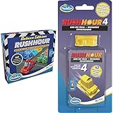 ThinkFun 76440 - Rush Hour - Das bekannte Stau-Spiel in der Deluxe Edition mit Fahrzeugen in Metalloptik, Logikspiel für Erwachsene und Kinder ab 8 Jahren & - 76453 - Rush Hour 4 Erweiterungsset
