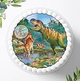 Für die Geburtstags Torte, Zuckerbild mit dem Motiv: Dinosaurier , Dino, Essbares Foto für Torten, Fondant, Tortenaufleger Ø 20cm, 0260c