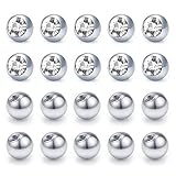 Funseedrr Silber Piercing Kugeln Set 1,6mm Gewinde Chirurgenstahl 5mm Ersatzkugel Schraubkugel