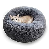 Puki Diary Katzenkissen Hundebett Haustierbett Katzenbett Flauschig für Kleine, Mittelgroße Hunde, Katzen und Andere Haustiere (50cm, Dunkelgrau)