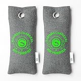 Bambus Aktivkohle Schuh-Geruchsentferner 2 x 75g | Schuhtrockner Anti Feuchtigkeit | Deo für Schuhe | Geruchsneutralisierer gegen Fußgeruch durch Schweißfüße | Schuhschrank Erfrischer