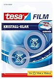 tesafilm kristall-klar - Hochtransparentes, alterungsbeständiges Klebeband mit starker Haftung - 10 m x 19 mm - 2er Pack