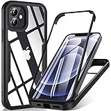 Für iPhone 12 Hülle, iPhone 12 Pro Hülle,360 Grad Rundumschutz Stoßfest Handyhülle , Liquid Silikon Bumper Case Mit Eingebautem Displayschutz Outdoor Cover Schutzhülle,Schwarz