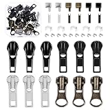 39 Teiliges Metall Reparaturset Für Reißverschlüsse #5 Schieber Mit Zug 12 Stück Reißverschlusskopf Schieberhalter Box Einsteckstift 6 Sets Obere Und Untere Stopper Reißverschlüsse Kopf Für Jacke