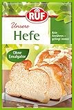 RUF Hefe ohne Emulgator, Trockenhefe zur Herstellung von Hefeteig, Kuchen, Brot, Brötchen und Pizza, Trockenbackhefe glutenfrei und vegan, 3 x 9g