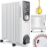 KESSER® Ölradiator Elektrische Heizung mit 13 Rippen 2500W Öl Radiator Elektroheizung Mobil Timer Lüfter Abschaltautomatik stufenlose Temperaturregelung Überhitzungsschutz, Weiß